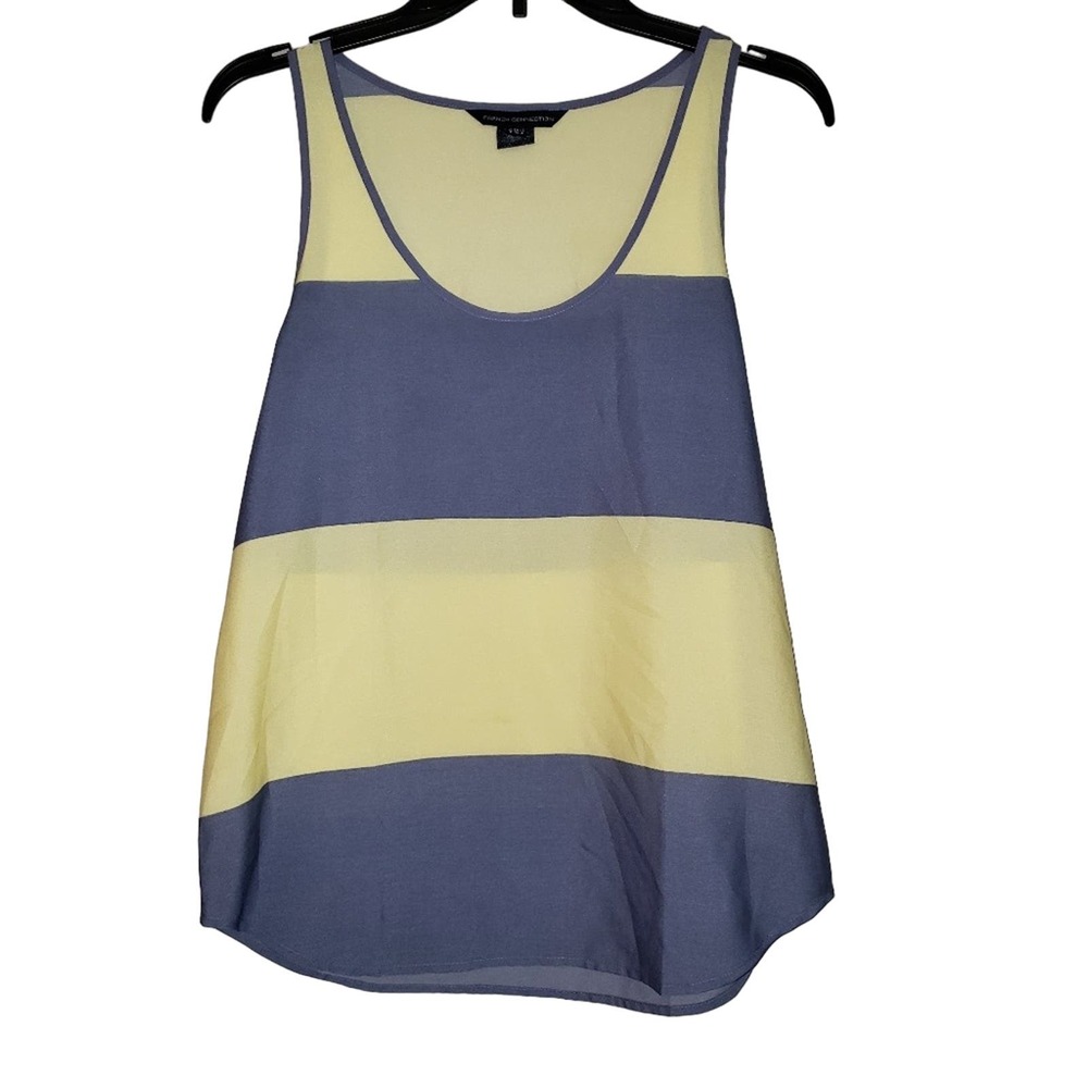 French Connection Size 4 Color Block Striped‎ Tank Top Round Hem Lightweight